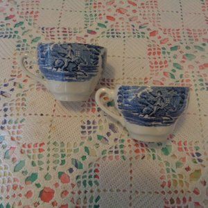 1950S TRANSFER WARE BLUE & WHITE PAUL REVERE CUPS